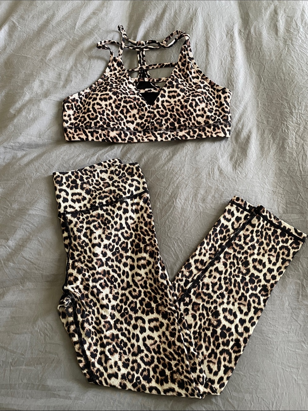 ZYIA Leopard Print Active Set - Brown & Black